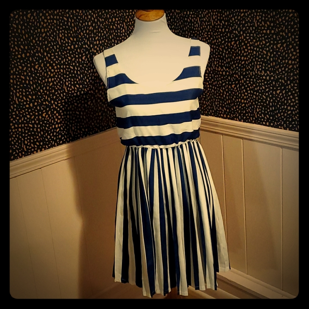 Blue and White Striped Dress